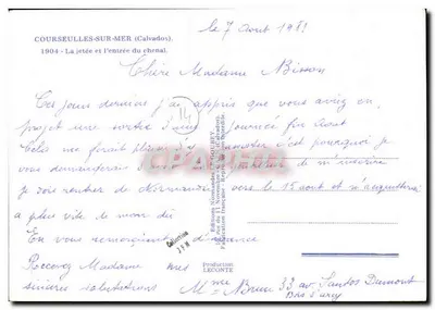 Courseulles-sur-Mer — 1904 - A ponte e a entrada do canal — Éditions Normandes de GOUBEY — Verso