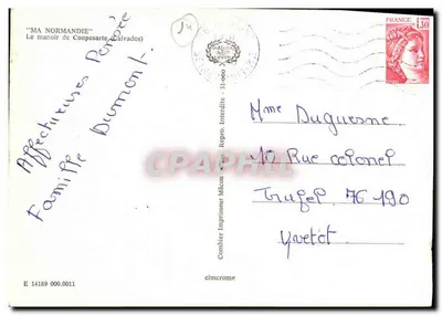 O manor de Coupesarte — Calvados — Cambier Imprimeur Mâcon — Verso