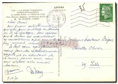 Il Giardino Pubblico e l'Hotel de Ville — Conde-sur-Noireau — Editore EDICAP — Verso