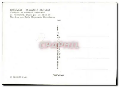 Colleville-St-Laurent — Cmentarz i pomnik amerykański — Wydawca Combiér — Rewers