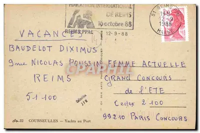 Port Courseulles — Jacht w porcie — wydawca JFM, nr 32 — Rewers