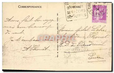 Bilhete postal antigo Courseulles Sur Mer Le Quai Est Bateau Voilier — Verso
