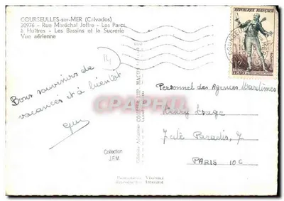 Courseulles-sur-Mer — Widok z powietrza — Wydawca A. M. Cliché — Rewers
