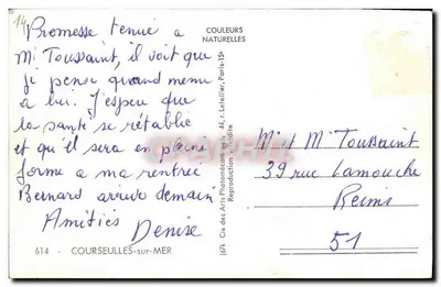 Courseulles-sur-Mer — Lembrança de Courseulles — por R. Pepin — Verso