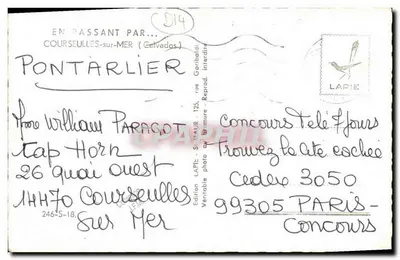 Hotel-Restauracja w Courseulles-sur-Mer — wydawca Lapie, nr 246-S-18 — Rewers