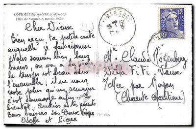 COURSEULLES-sur-MER (Calvados) — Efekt fal przy pełni — Wydawnictwo J.F. MELIERC — Rewers