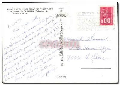 Castelo de Creully — Calvados — editor AS, n° 155 — Verso
