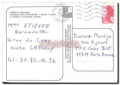 Creully — Castelo, igreja, praça e camping — Edições Normandas Le Goube — Verso