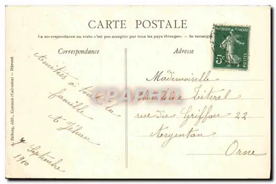 Zamek w Calvados — Creully — Widok z murów — A.D. 407 — Rewers