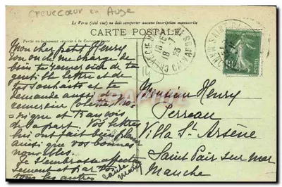Willa w Crevecoeur-en-Auge — widok posesji z dziećmi — wydawca nieznany — Rewers