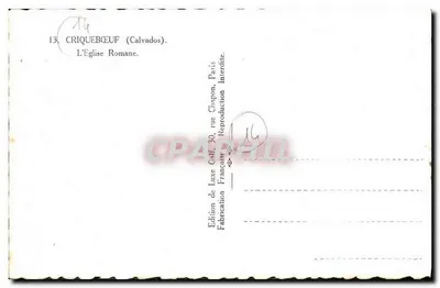 Criquebeuf (Calvados) — De Romeinse Kerk — Luxeuitgave Galf, Parijs — Achterkant