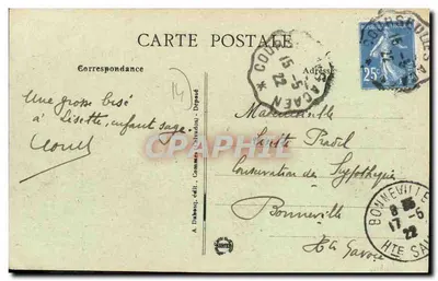 La Délivrande - Grande-Rua — vista da rua com carro e pedestres — editor A. Dubosq, n° 263 — Verso