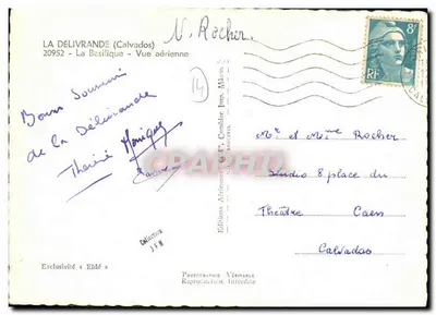 La Délivrande (Calvados) — A Basílica — Vista aérea — Edições Aéreas, Mâcon, n°14 — Verso