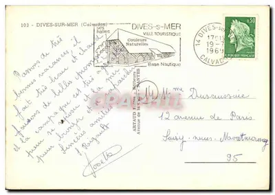 Dives-sur-Mer — Ogólny widok, kościoł, port, stare hale, leutynant — Artaud Frères, Nantes — Rewers