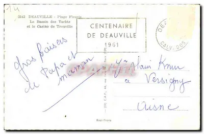 Basen Yachtów i Kasyno w Deauville — Centenaria Deauville 1961 — Réal-Photo — Rewers