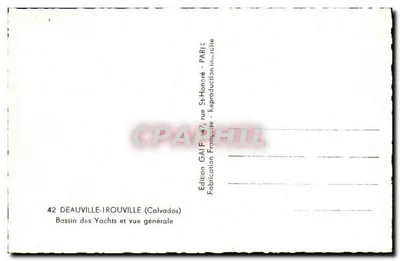 Bacia dos Yachts e vista geral — Deauville (Calvados) — Edição GALF, Paris — Verso