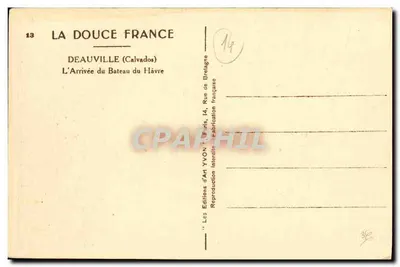Deauville — A Chegada do Navio de Le Havre — Les Éditions d'Art YVON — Verso