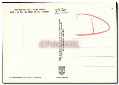 Deauville - El Bar del Sol y las Planches — Lumicap, n° 2432 — Reverso