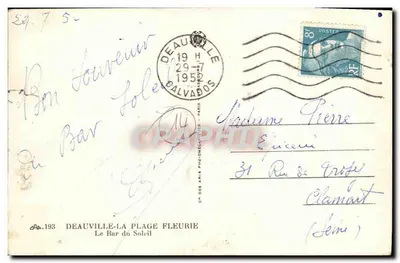 Deauville-La Plage Fleurie — Le Bar du Soleil — éditeur AB.193 — Rewers