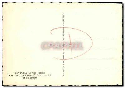 Deauville, le Casino et les Jardins — (G. Wybo, arch.) — Cap 119 — Cie des Arts Photomecaniques, Paris — Rewers