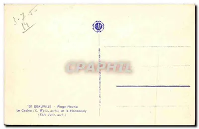 Deauville - Praia das Flores — O Casino (C. Wybo, arq.) e o Normandy (Théo Petit, arq.) — Verso