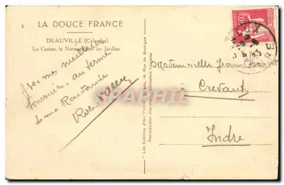 Deauville (Calvados) — El Casino, el Normandie y los Jardines — Les Éditions d'Art YVON — Reverso