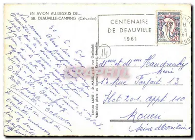 Deauville-Camping — Centenario di Deauville 1961 — Edizione LAPIE — Verso