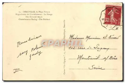 Deauville — Hippodrome de Clairefontaine — éditeur Cartes 'La Cigogne', série 15 — Verso