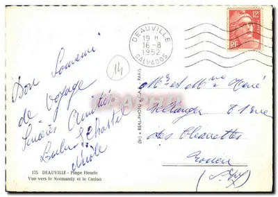 Deauville - Praia Florida — Vista para o Normandy e o Cassino — editor DEAUVILLE - CAR - PARIS, n°175 — Verso