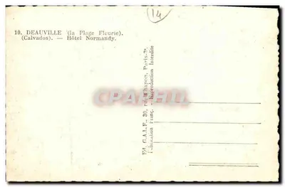 Deauville (a Praia das Flores) — Hotel Normandy — Ed. G.A.L.F., Paris — Verso