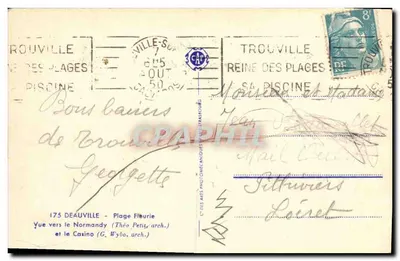 Vista para o Normandie e o Casino — Trouville-sur-Mer — editada por Les Arts Photomécaniques — Verso