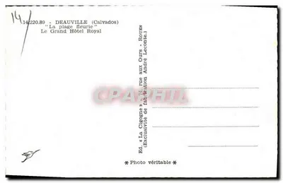 O Grande Hotel Royal — Deauville (Calvados) — Ed. La Cigogne — Verso