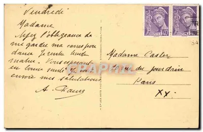 Deauville-Plage Fleurie — Efecto de luz hacia el muelle — Tarjeta postal antigua n°615 — Reverso