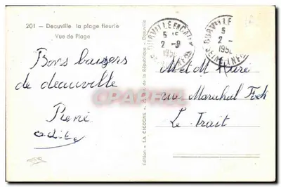 Deauville — Vista da Praia — Edição « LA CICOGNE » — Verso