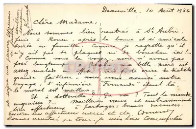 Deauville — Cena de Praia — Editor E.A.R. n° 745 — Verso