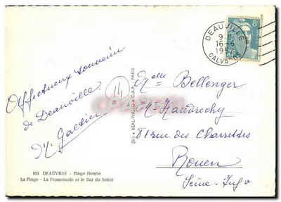 Deauville - La Playa y el Bar del Sol — editor (51) « REAL-PHOTO » C.A.P. - n°103 — Reverso