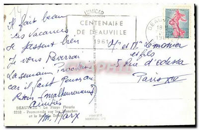 Deauville — Centenário 1961 — Lumicad — Verso