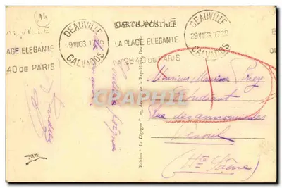 Deauville, a Praia das Flores — As Planchas — Edição 'La Cigogne' n°67 — Verso