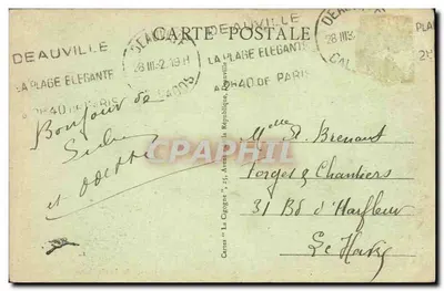 Deauville, la Plage Fleurie — Les Planches — éditeur Cartes 'La Plage Elegante' — Verso