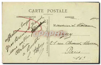Bilhete postal antigo Castelos do Calvados Castelo da Fada d'Argouges O Donjon — Verso