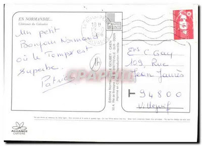 Zamek w Calvados — Wydawnictwo Bretanii — numer serii nie widoczny — Rewers