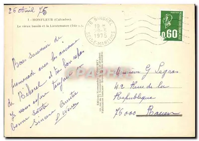 Honfleur — Stary port i Lieutenancé (16. w.) — Éditions Normandes, Emy — Rewers