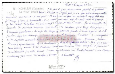 O velho Bassin — Honfleur (Calvados) — Éditions Gaby, n° 15 — Verso
