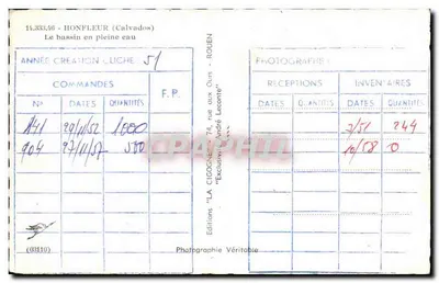 O cais com água cheia — Honfleur (Calvados) — Editions Véritable — Verso