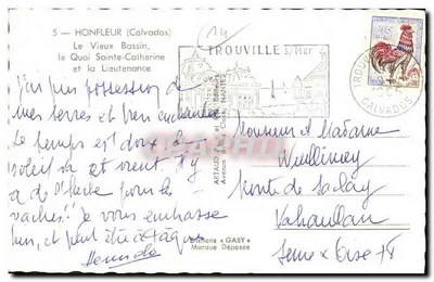 Honfleur — Stary Port, Quai Sainte-Catherine i Lieutenancé — Wydawnictwo Gaby — Rewers