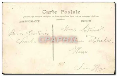 Stara pocztówka Honfleur — Bulwar Carnot i fara Hospice — Rewers
