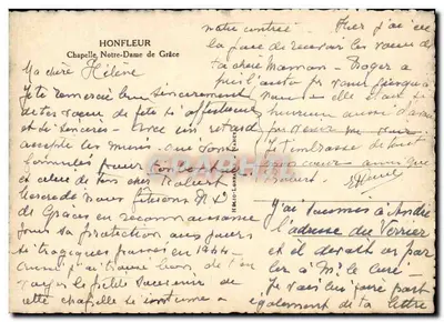 Cappella di Nostra Signora della Grazia — Honfleur — editore H. Mio-Lobrè — numero di serie non visibile — Verso