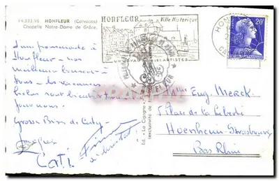 Kaplica Najświętszej Maryi Panny łaski w Honfleur — Honfleur (Calvados) — Wyd. La Cigogne — Rewers