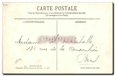 Honfleur — Cappella di Nostra Signora — Cartolina d'epoca — Verso