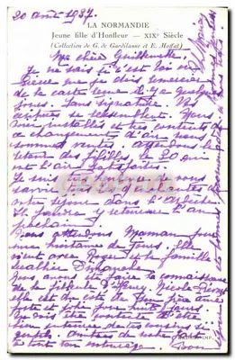 Jovem moça de Honfleur — Século XIX — Coleção de G. de Gardilanne e E. Hoffat — Verso